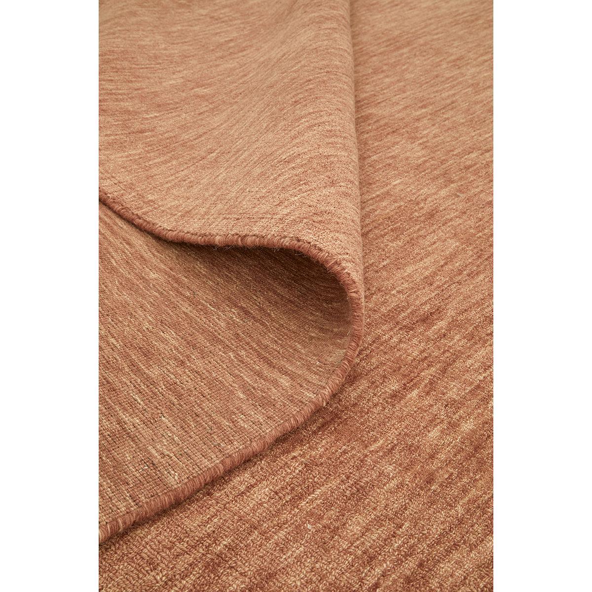 Darren Palmer Origin Clay Runner Rug featuring textured tonal weave in clay, taupe and terracotta on white background, hand-tufted wool