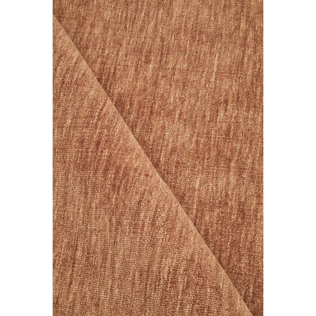 Darren Palmer Origin Clay Rug featuring textured stripe in clay, terracotta and tan on white, power-loomed polypropylene