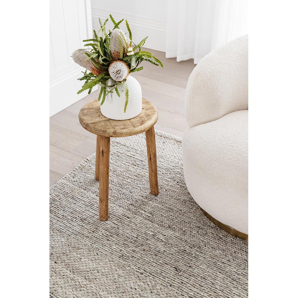 Darren Palmer Paperbark Oatmeal Rug featuring textured woven pattern in oatmeal, cream and beige on ivory background, handwoven jute
