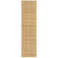 Darren Palmer Plaid Sandstone Runner Rug featuring plaid pattern in sandstone, beige, cream and taupe on white background, woven wool