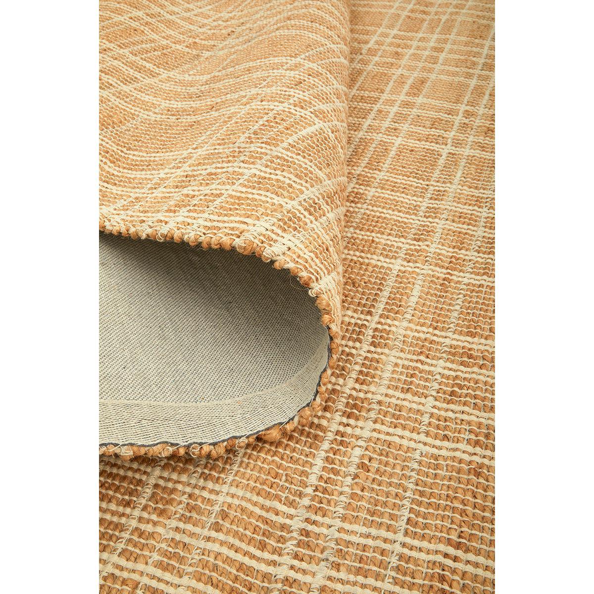 Darren Palmer Plaid Sandstone Runner Rug featuring sandstone/beige/ivory plaid on cream background, flat-woven wool