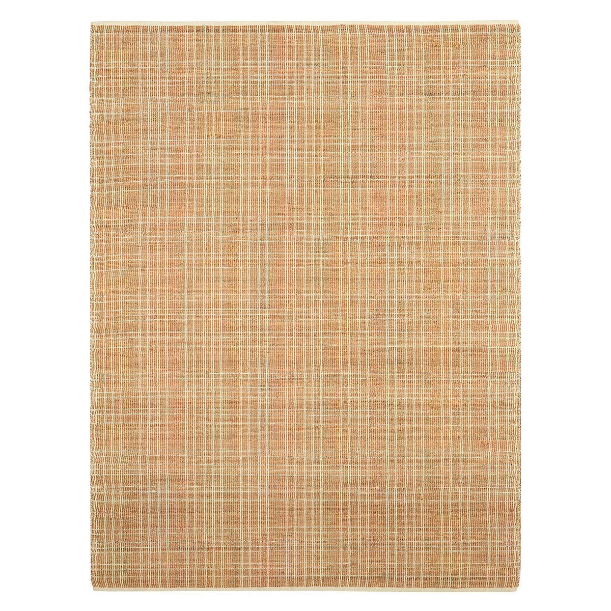Darren Palmer Plaid Sandstone Rug featuring plaid in sandstone, beige, and cream on tan background, machine-made wool