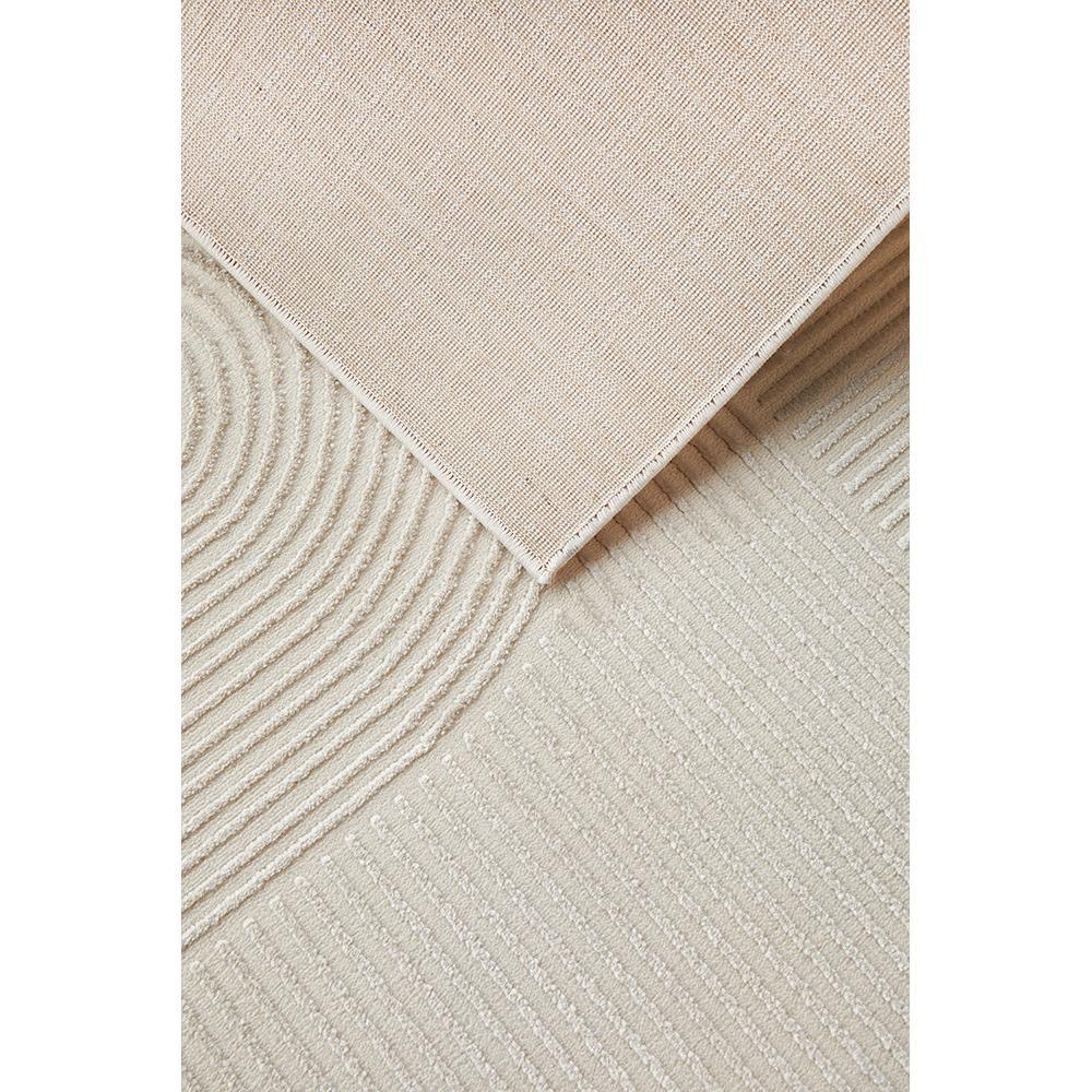 Darren Palmer Raking Linen Runner Rug featuring textured ribbed weave in cream, beige and sand on white background, woven linen