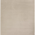 Darren Palmer Raking Linen Rug featuring circular-linear geometric pattern in cream beige taupe on ivory woven linen