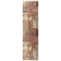 Darren Palmer Sierra Dusk Runner Rug featuring abstract patchwork in copper-brown, taupe and cream on cream, tufted wool