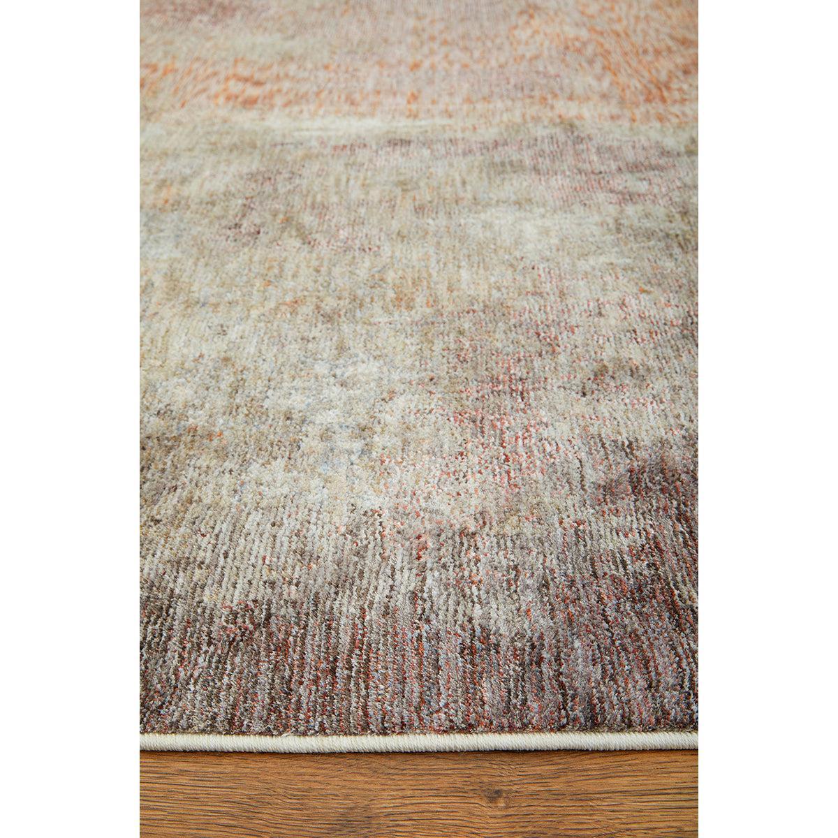 Darren Palmer Sierra Dusk Runner Rug featuring distressed gradient in apricot/peach/cream/espresso on white tufted wool