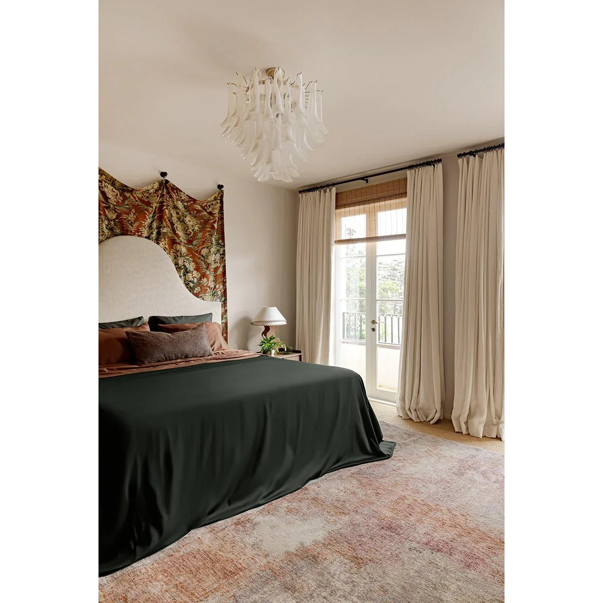 Darren Palmer Sierra Dusk Rug featuring distressed abstract pattern in dusty pink, peach and beige on ivory tufted wool