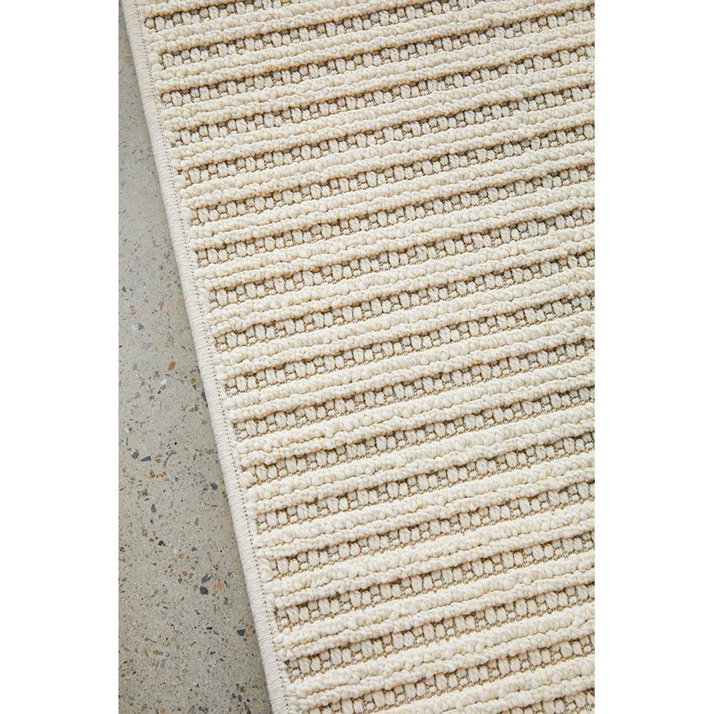 Darren Palmer Sandridge Cream Indoor/Outdoor Runner Rug featuring striped texture in cream, ivory and beige on cream background, machine-made polypropylene
