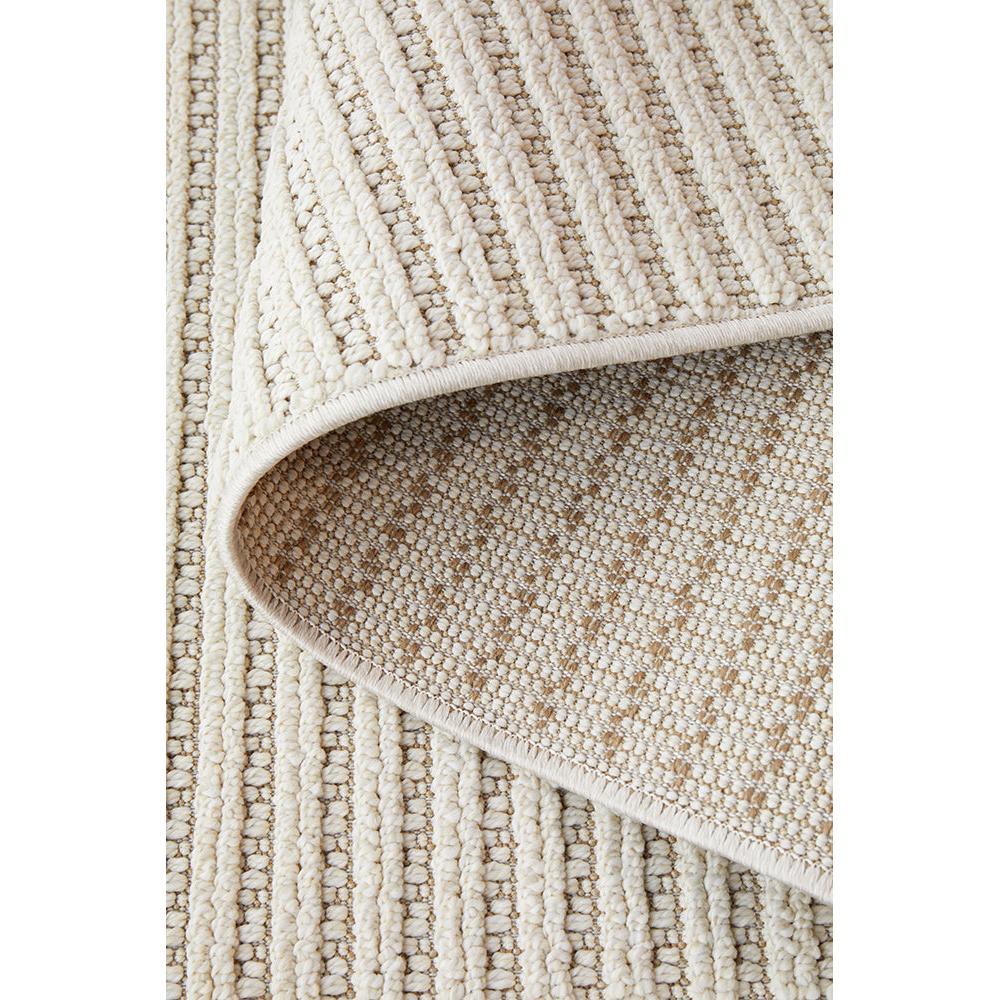 Darren Palmer Sandridge Cream Indoor/Outdoor Runner Rug featuring striped rib pattern in cream, ivory and beige on cream background, machine-made polypropylene