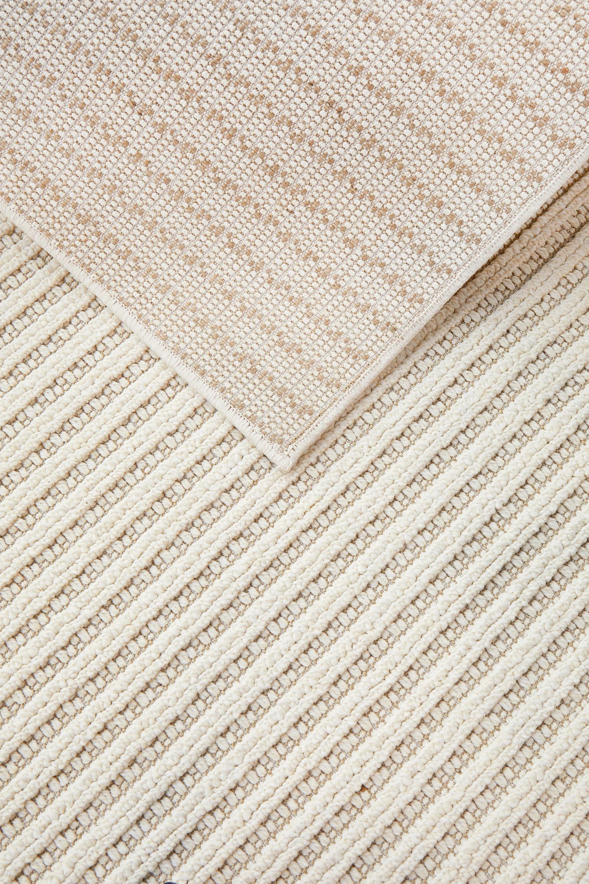 Darren Palmer Sandridge Cream Rug featuring grid-stripe in cream beige & tan on cream, machine-made polypropylene