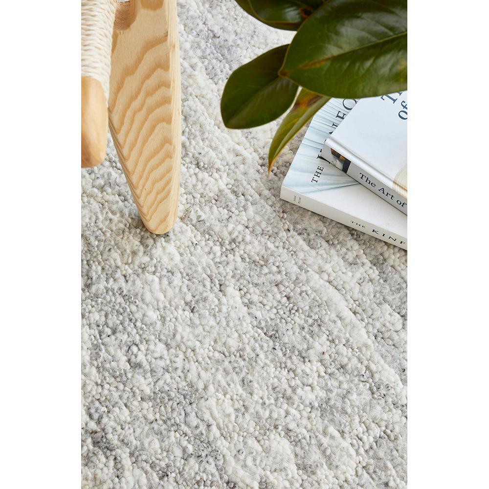 Darren Palmer Travertine Silver Rug featuring shag in silvery grey, ivory and cream on white machine-made polypropylene