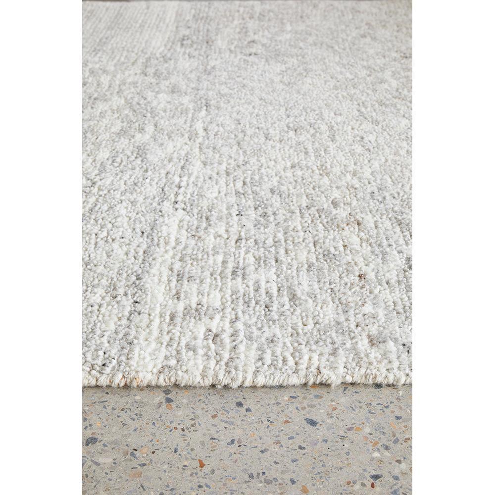 Darren Palmer Travertine Silver Rug featuring plush shag in silver & cream on light-grey terrazzo background, woven polyester