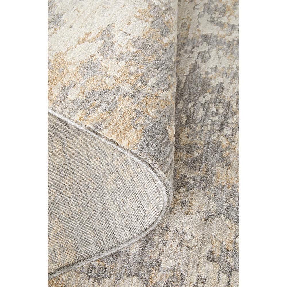 Emma Blomfield Haze Slate Runner Rug with abstract pattern in ivory, taupe and grey on ivory, hand-tufted wool