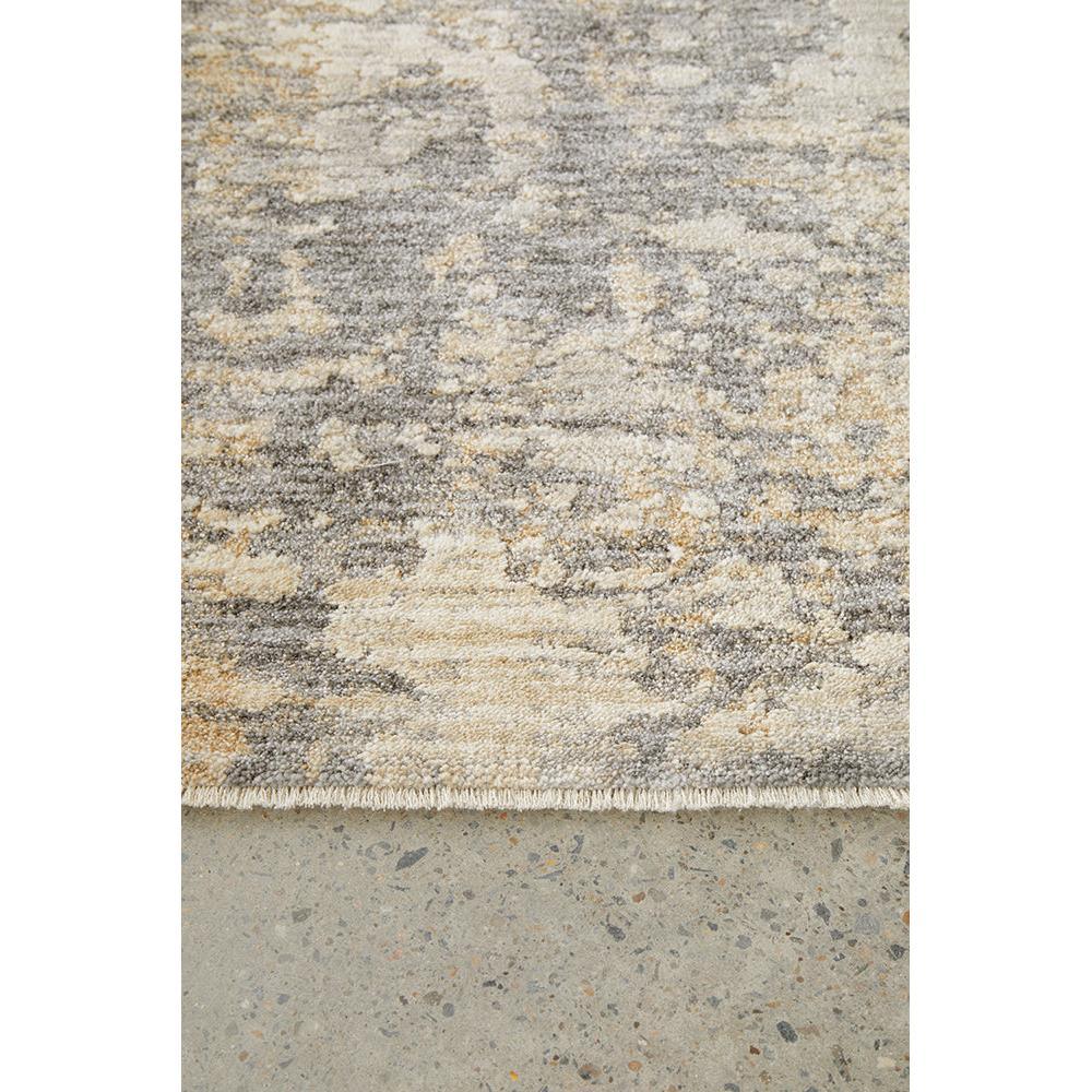 Emma Blomfield Haze Slate Rug featuring softly abstract pattern in slate grey, taupe, beige on white bg, tufted wool