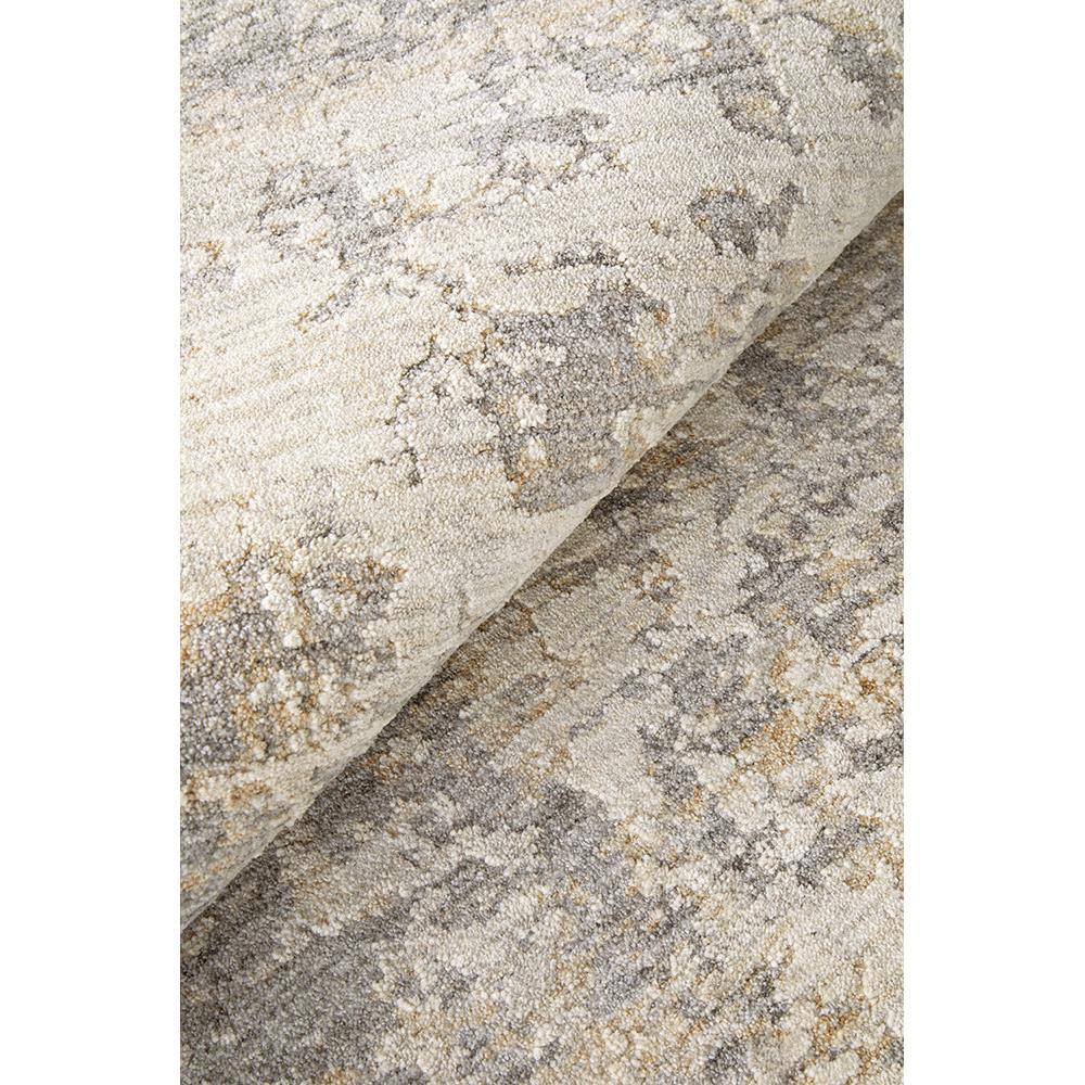 Emma Blomfield Haze Slate Rug featuring abstract pattern in beige, taupe and slate on cream background, tufted wool
