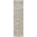 Emma Blomfield Plume Frost Runner Rug featuring plume pattern in taupegray and cream on ivory background handtufted wool