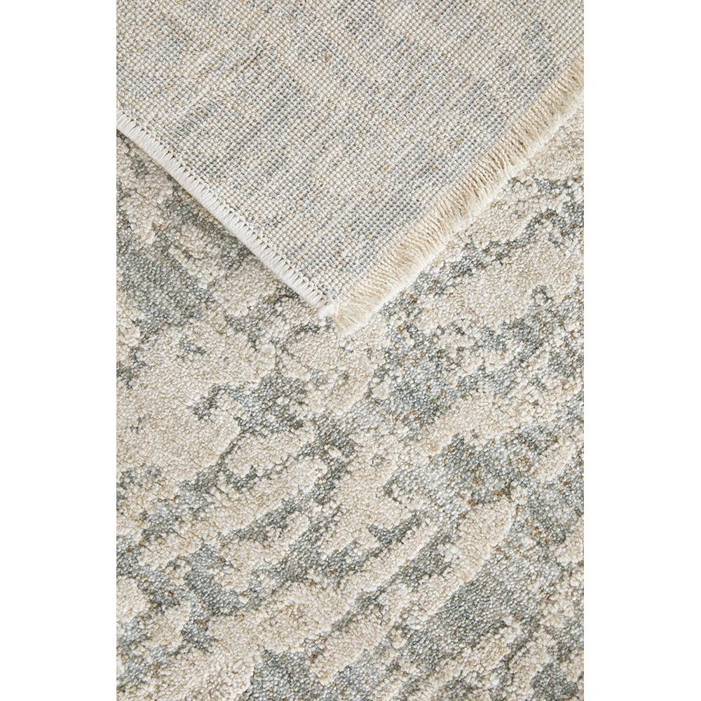 Emma Blomfield Plume Frost Runner Rug featuring marbled pattern in ivory, cream and pale blue on cream, hand-tufted wool