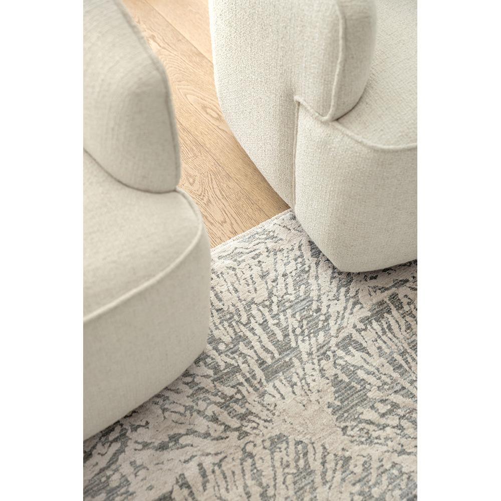 Emma Blomfield Plume Frost Rug featuring abstract grey pattern on ivory background
