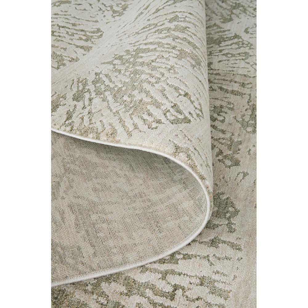 Emma Blomfield Plume Moss Runner Rug featuring abstract pattern in sage-green, moss and cream on cream, hand-tufted wool