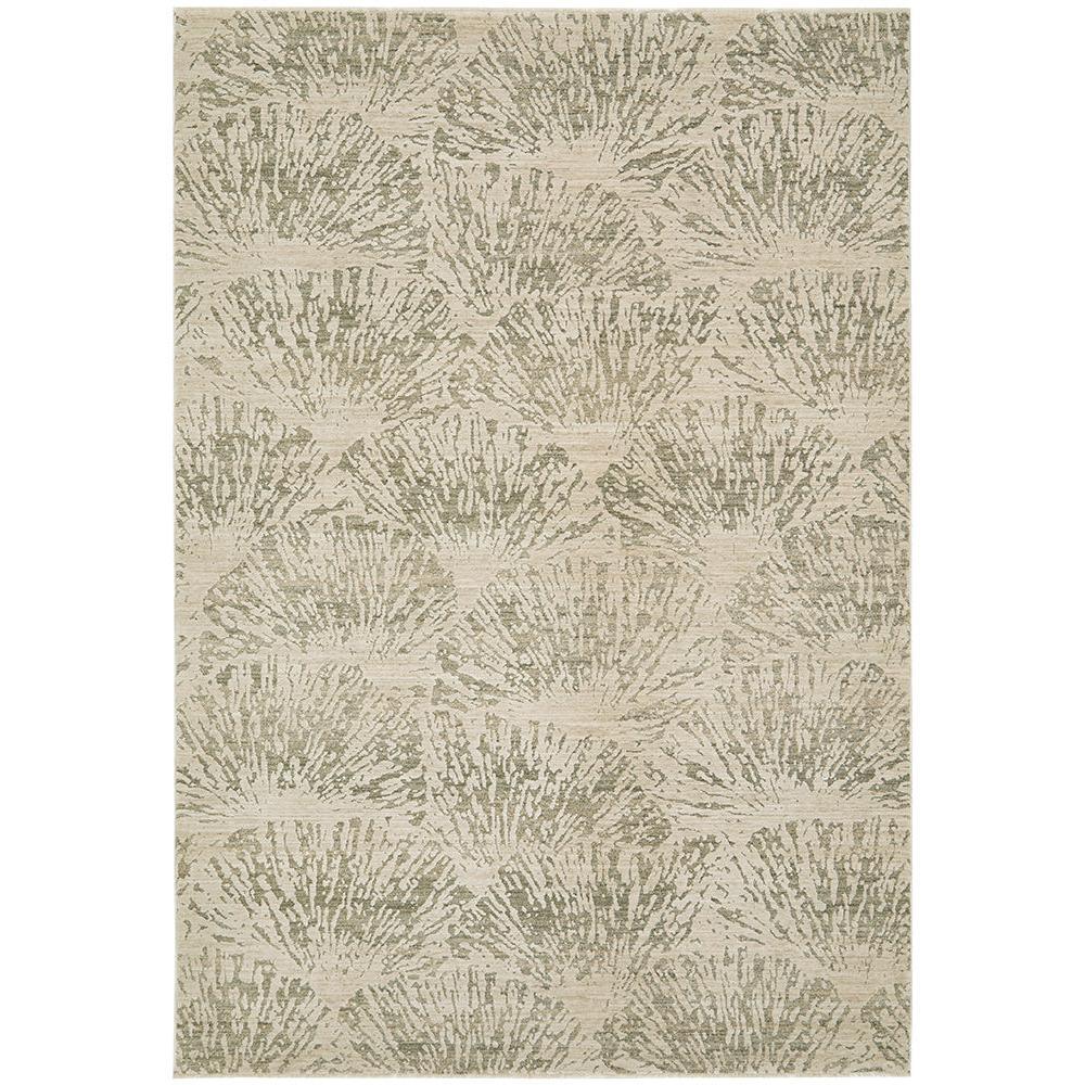 Emma Blomfield Plume Moss Rug featuring plume pattern in moss green and sage on cream backdrop, hand-tufted wool