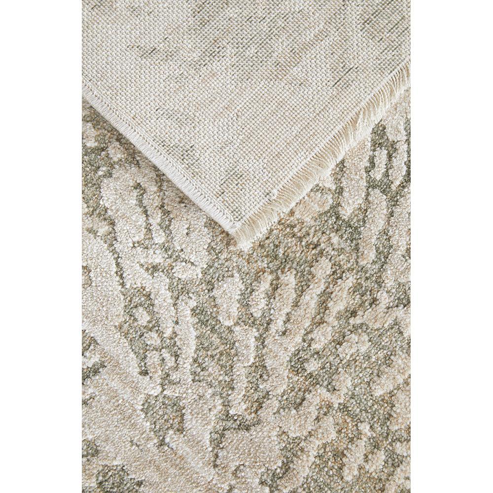 Emma Blomfield Plume Moss Rug featuring organic abstract pattern in ivory, cream, taupe and moss green on white, woven