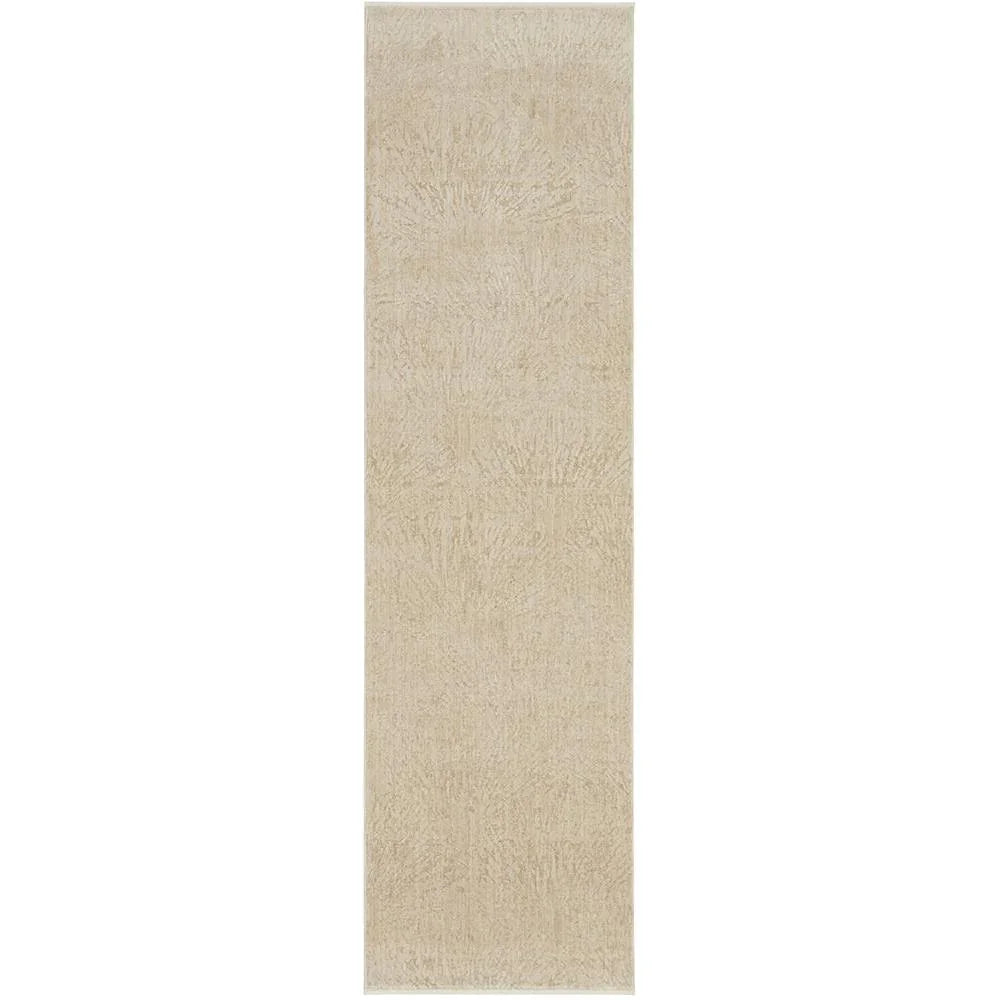 Emma Blomfield Plume Oat Runner Rug textured plume pattern in oat, beige and cream on white background hand-tufted wool