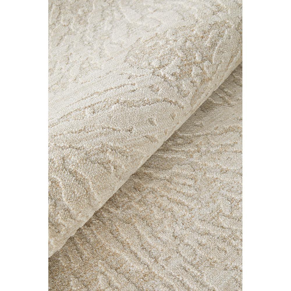 Emma Blomfield Plume Oat Runner Rug featuring plume pattern in oat beige, cream, ivory on white background, hand-tufted wool