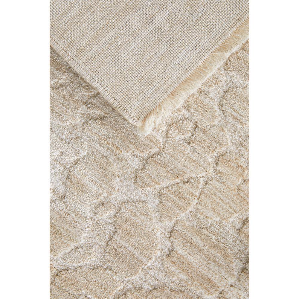 Emma Blomfield Rogue Linen Runner Rug with textured pattern in cream, beige and taupe on white background, woven linen