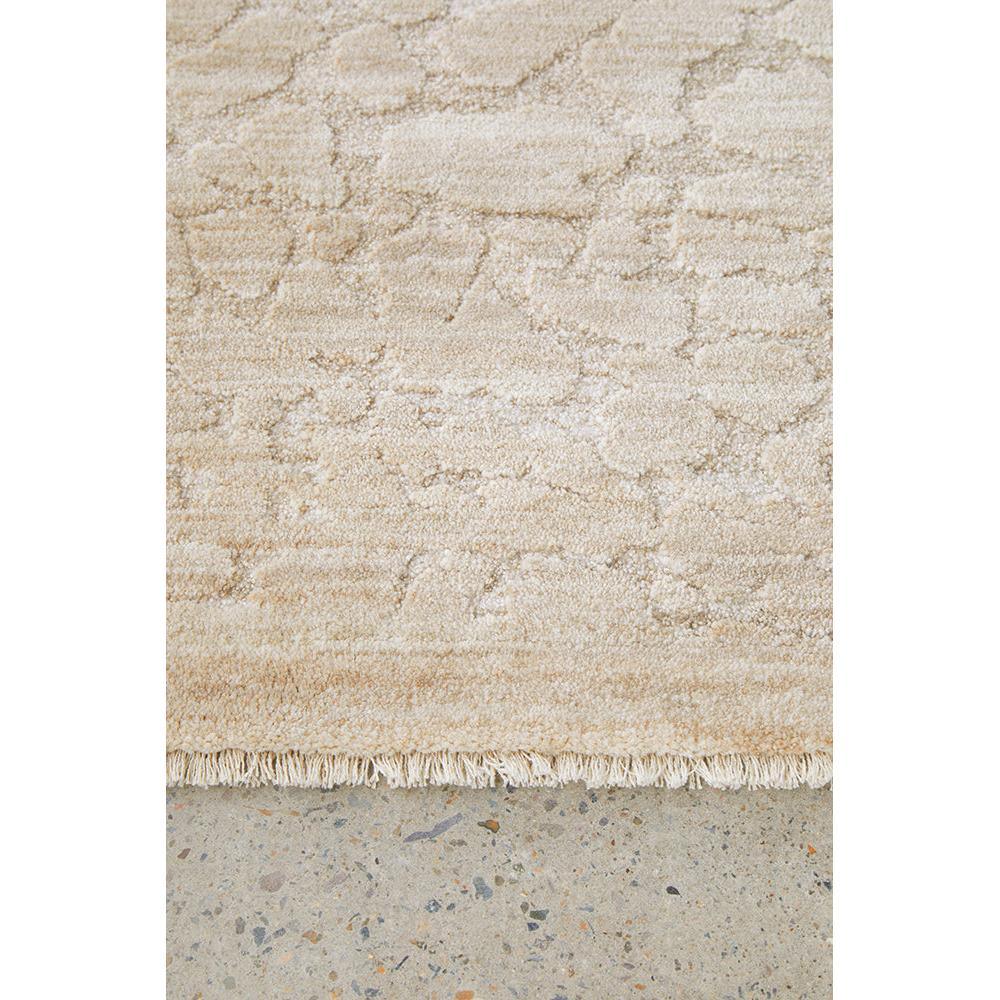 Emma Blomfield Rogue Linen Rug featuring crackle pattern in cream beige taupe on ivory background, hand-woven linen