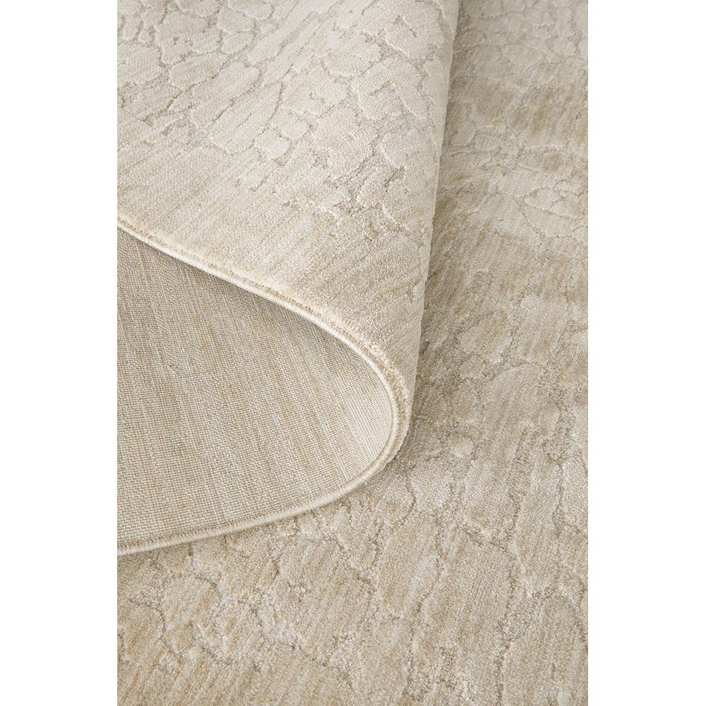 Emma Blomfield Rogue Linen Rug featuring damask pattern in cream, ivory and beige on beige background, hand-tufted linen