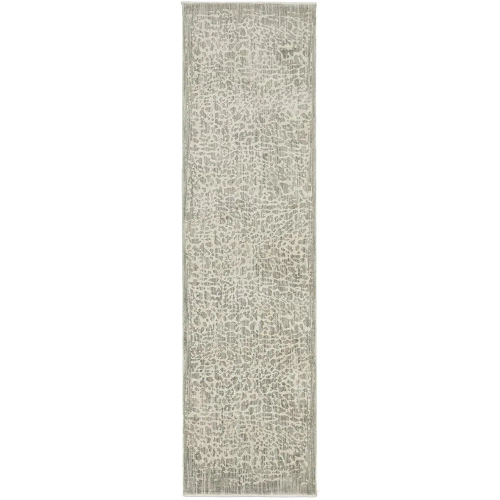 Emma Blomfield Rogue Mist Rug featuring mottled pattern in stone grey and taupe on ivory background, hand-tufted wool