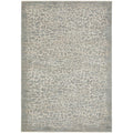 Emma Blomfield Rogue Mist Rug featuring leopard-like pattern in slate blue-grey, ivory and taupe on cream background, hand-tufted wool