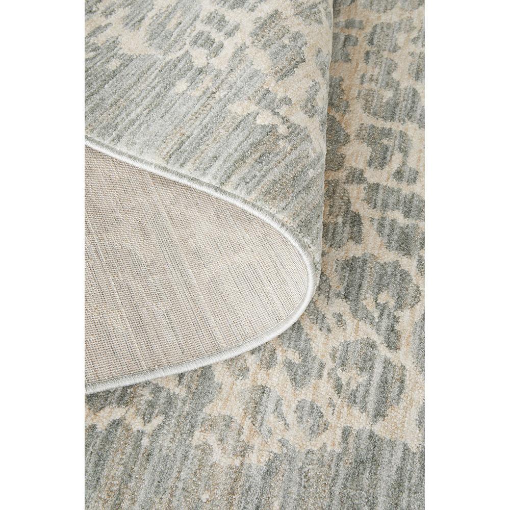 Emma Blomfield Rogue Mist Rug with abstract pattern in mist grey, beige and cream on white background machined polypropylene