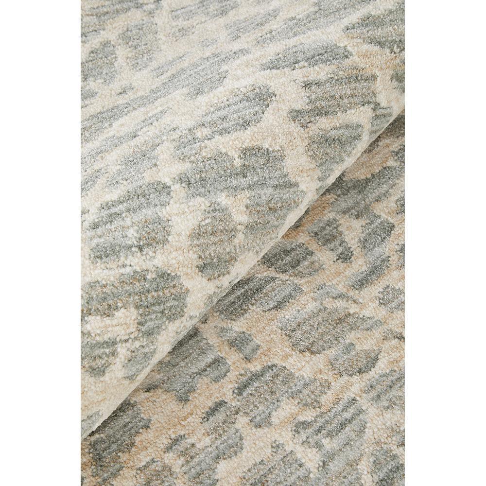 Emma Blomfield Rogue Mist Rug featuring abstract pattern in cream, beige and grey-blue on ivory background, hand-tufted wool
