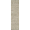 Emma Blomfield Veil Blue Runner Rug featuring damask in beige, taupe and cream on beige background, power-loomed wool