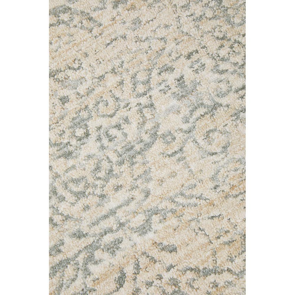 Emma Blomfield Veil Blue Rug featuring distressed floral damask in blue-grey on cream background, hand-tufted wool
