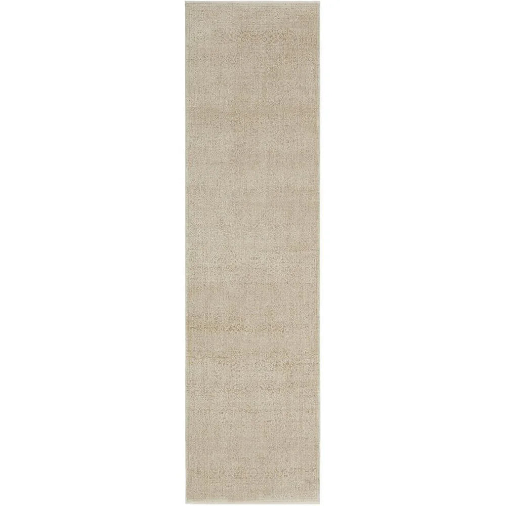 Emma Blomfield Veil Natural Runner Rug featuring textured ivory, cream and beige palette on white background, power-loomed wool