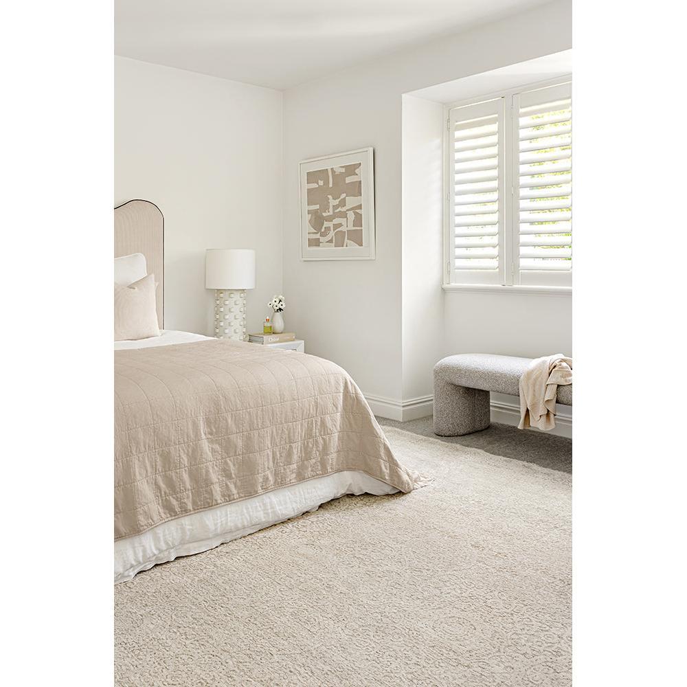 Emma Blomfield Veil Natural Rug featuring plush texture in cream, beige and ivory on ivory background, hand-tufted wool