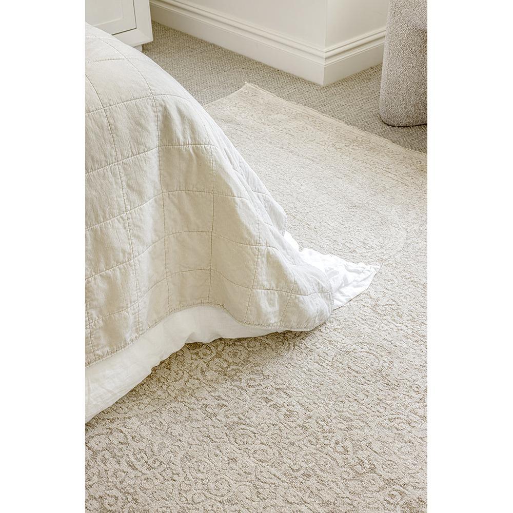Emma Blomfield Veil Natural Rug featuring subtle damask pattern in beige and ivory on cream background