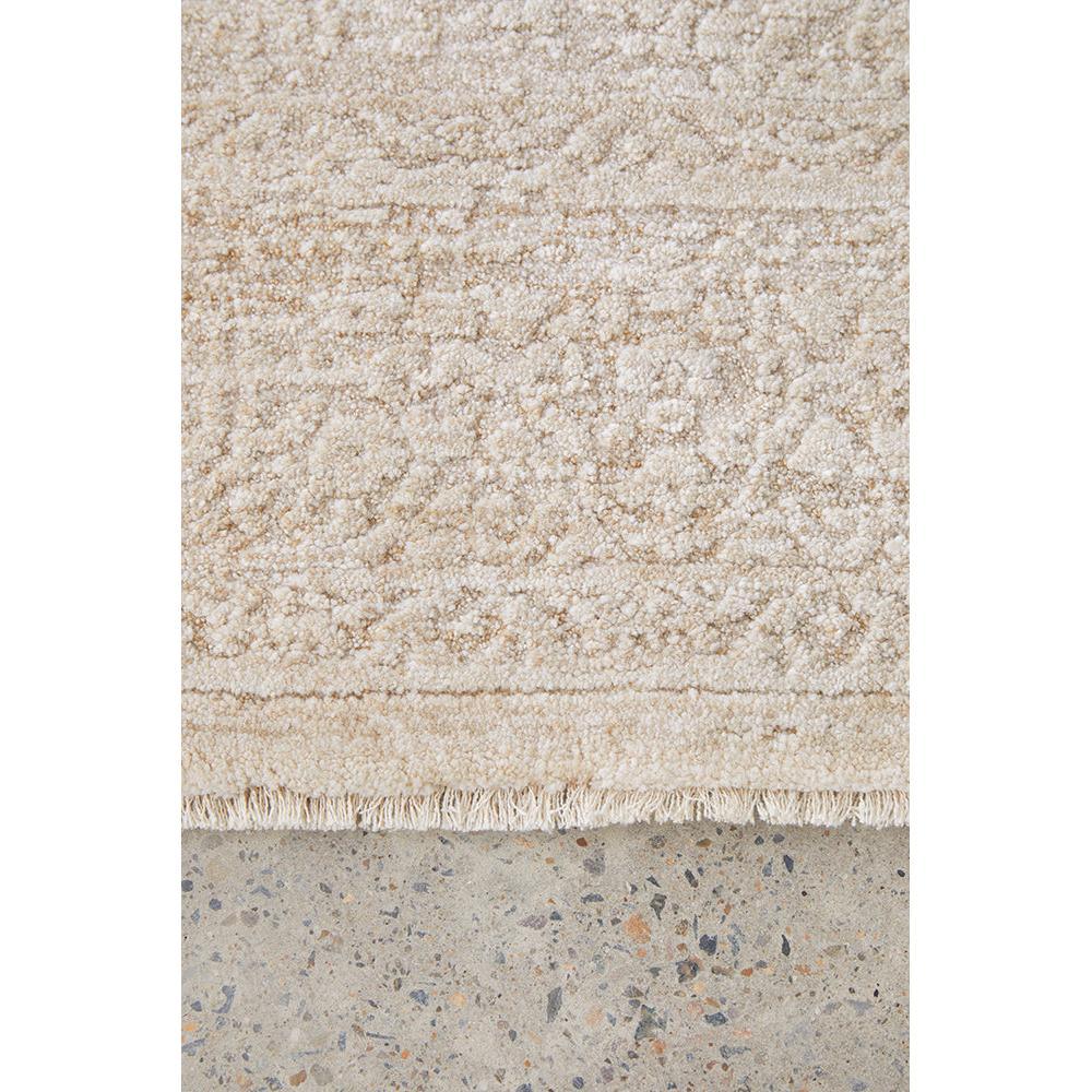 Emma Blomfield Veil Natural Rug featuring damask pattern in cream, ivory and taupe on beige, hand-tufted wool