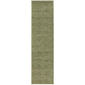 Marigold Shilo Green Runner Rug featuring textured olive-green pattern on white background, machine-made wool blend