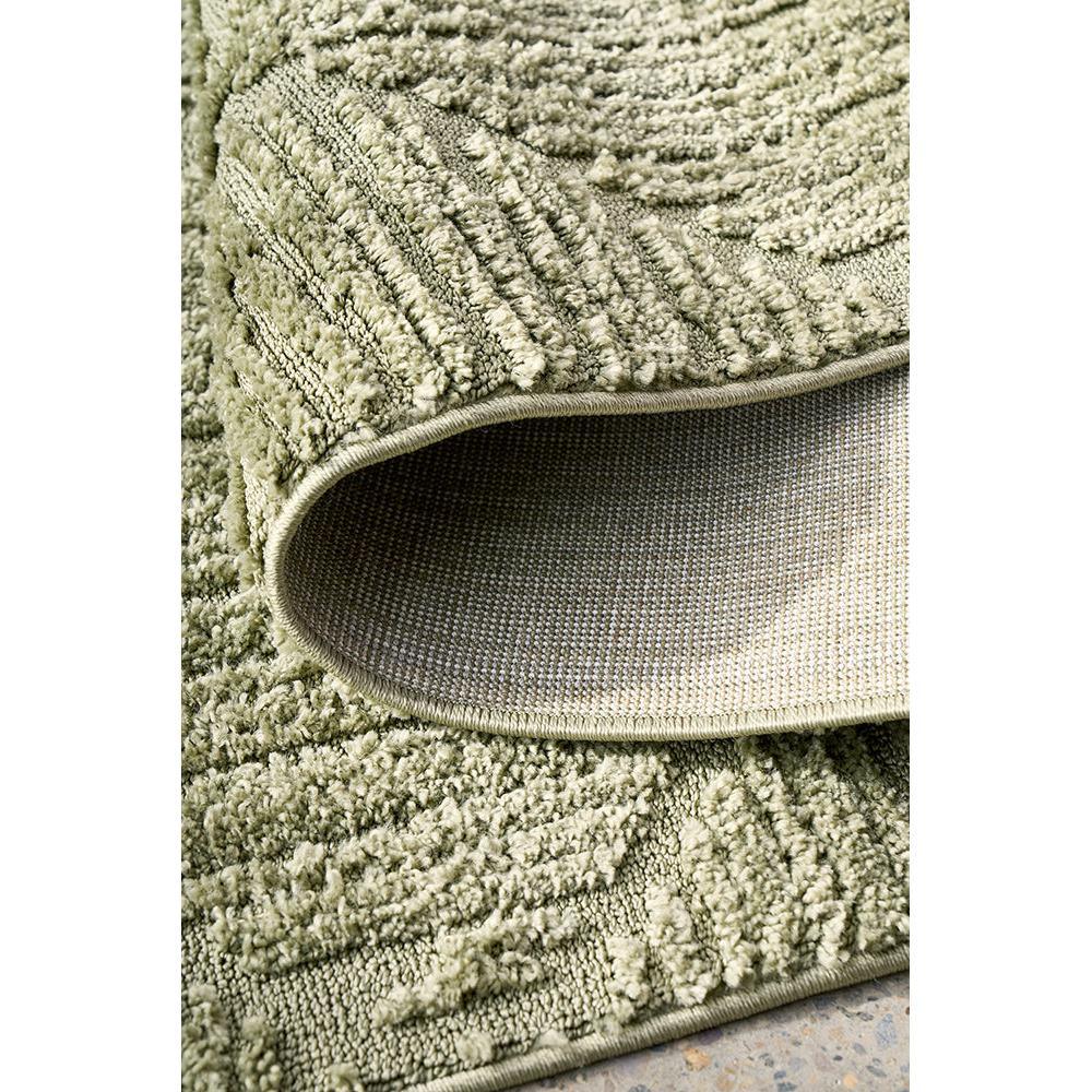 Marigold Shilo Green Runner Rug featuring textured boucle in olive green and sage on beige backing, machine-woven polypropylene