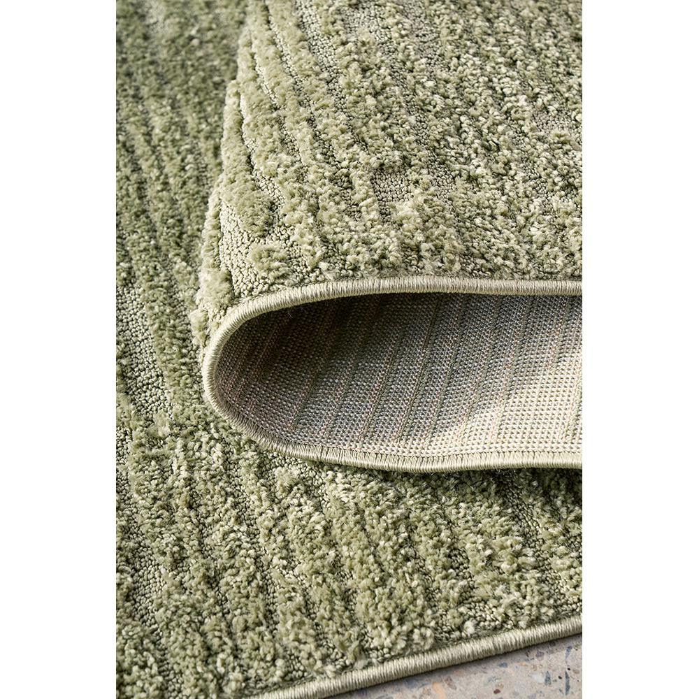 Marigold Suri Green Runner Rug featuring textured ribbed pattern in olive green, sage and moss on neutral beige backing, hand-tufted wool