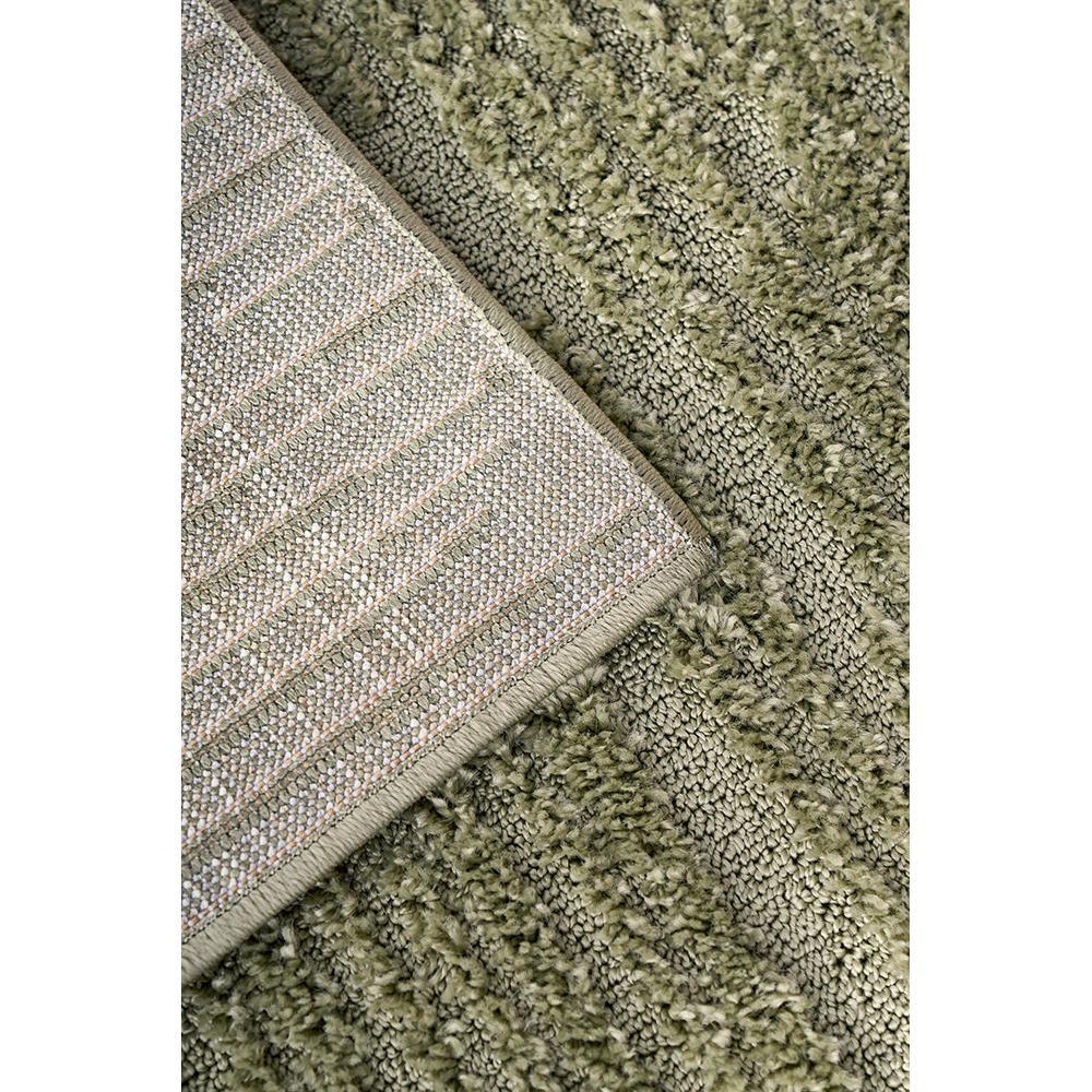 Marigold Suri Green Runner Rug featuring shaggy olive-green pile with beige woven border on pale beige background, hand-tufted wool