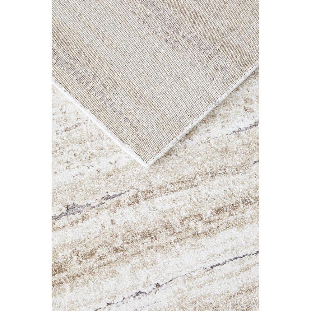 Mosaic Natural Runner Rug featuring soft mosaic/striped pattern in cream, beige and taupe on ivory background, machine-woven polyester