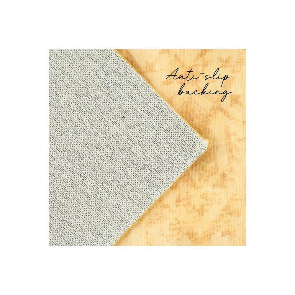 Gemstone Amber Rug featuring speckled woven pattern in light grey with multicolour flecks on warm amber background, anti-slip backing, Rug Culture