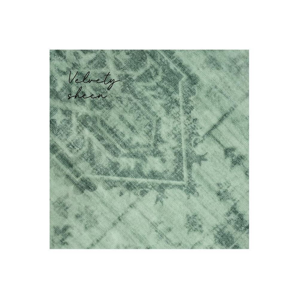 Gemstone Emerald Green Rug featuring distressed vintage pattern in emerald, teal and sage on mint background, hand-tufted wool