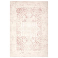 Gemstone Rose Quartz Rug featuring distressed oriental medallion in rose pink, blush pink and ivory on pale ivory background, machine-made polypropylene