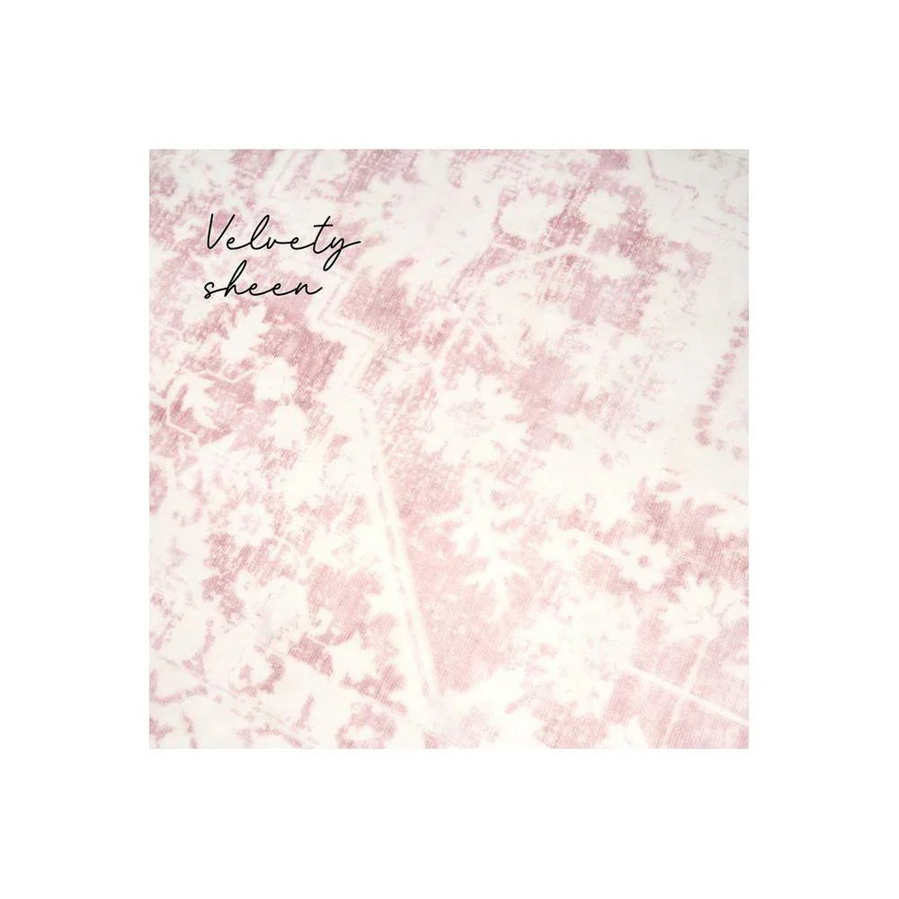 Gemstone Rose Quartz Rug featuring abstract marbled pattern in blush pink and ivory on white background, machine-made polyester