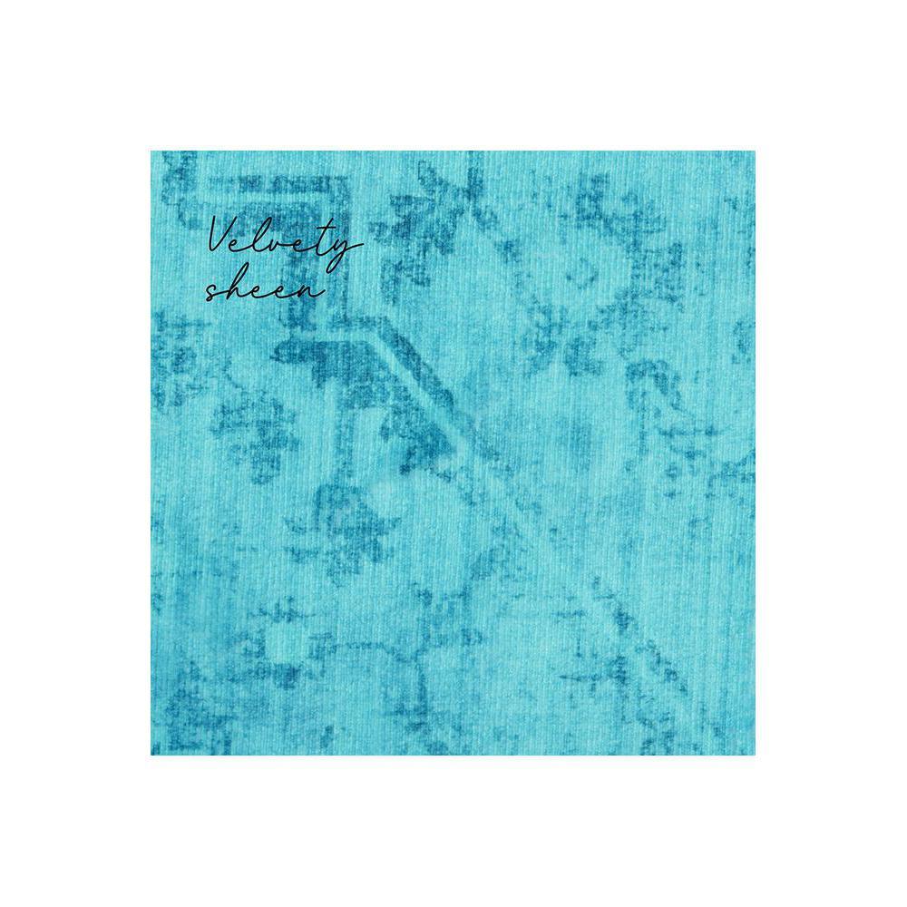 Gemstone Topaz Rug featuring abstract botanical pattern in turquoise, teal and navy on a light aqua background, Gemstone Collection by Rug Culture